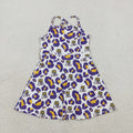 Sibling Baby Girls Strap Leopard Team Yoga Active Short Team Knee Length Dresses