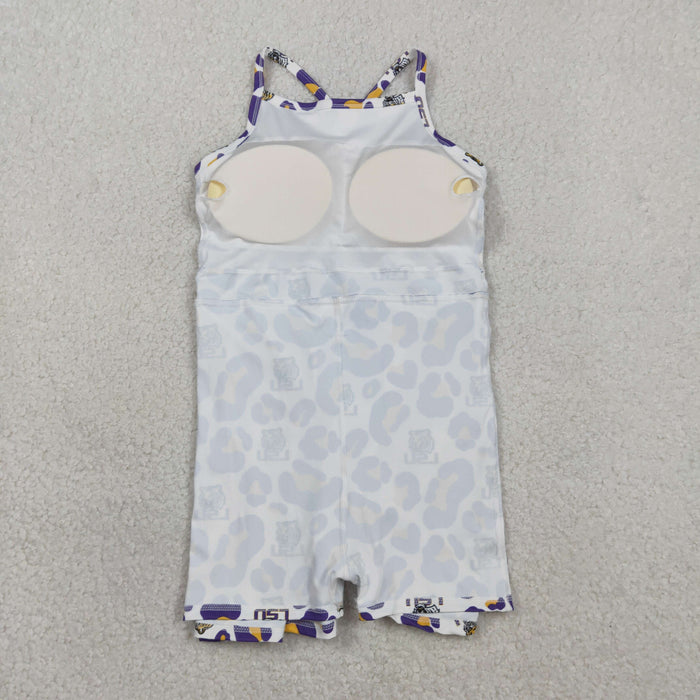 Sibling Baby Girls Strap Leopard Team Yoga Active Short Team Knee Length Dresses