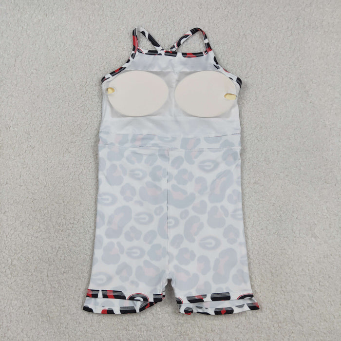 Sibling Baby Girls Strap Leopard Team Yoga Active Short Team Knee Length Dresses