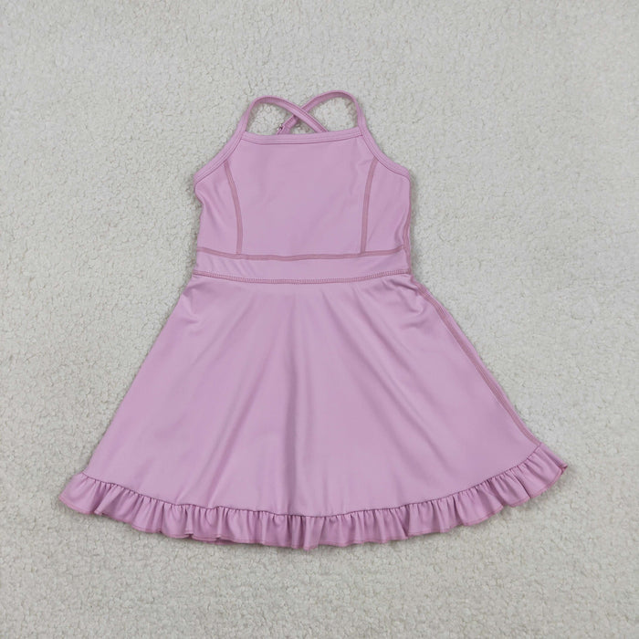 Sibling Baby Girls Strap Yoga Active Short Team Knee Length Dresses