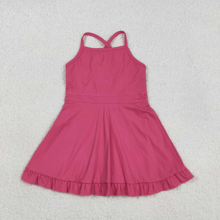Sibling Baby Girls Strap Yoga Active Short Team Knee Length Dresses
