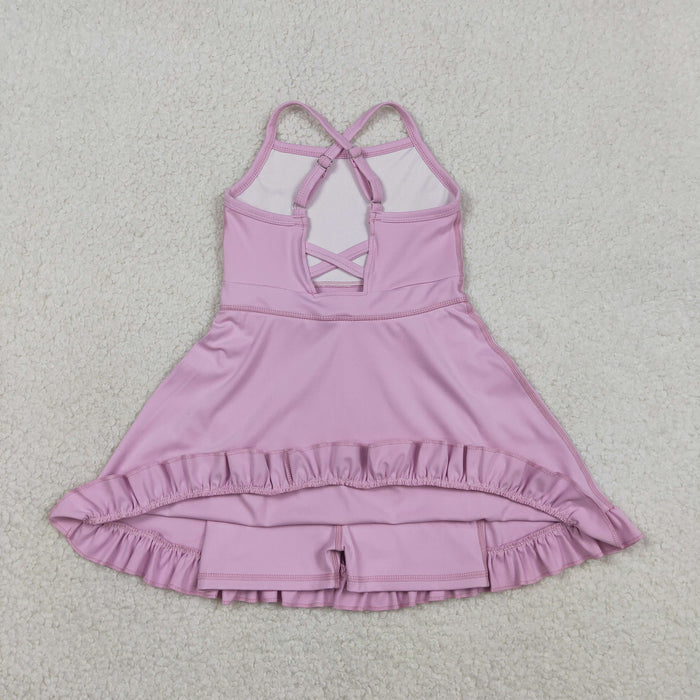 Sibling Baby Girls Strap Yoga Active Short Team Knee Length Dresses