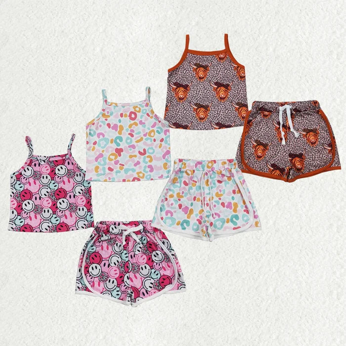 Sibling Baby Girls Summer Straps Shirts Shorts Clothes Sets