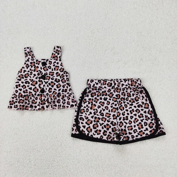 Sibling Baby Girls Summer Straps Top Shorts Clothes Sets