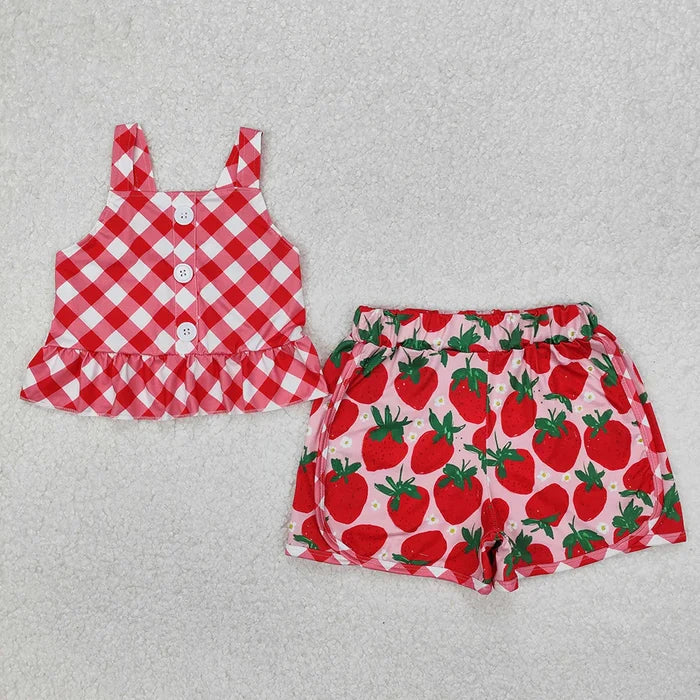 Sibling Baby Girls Summer Straps Top Shorts Clothes Sets