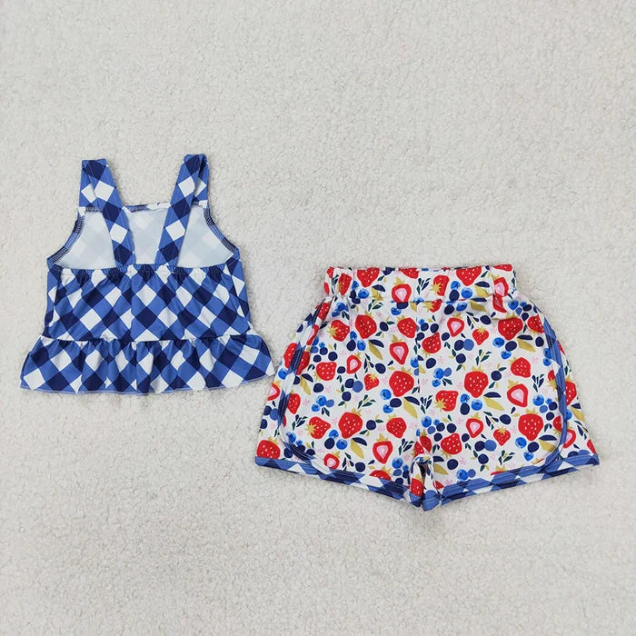 Sibling Baby Girls Summer Straps Top Shorts Clothes Sets