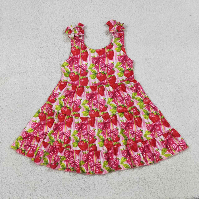Sibling Baby Girls Summer Strawberry Dress and Bubble Romper