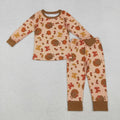 Sibling Baby Girls Turkey Pumpkin Thanksgiving Pajamas Sets Zip Rompers