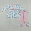 Sibling Baby Girls  Valentines Emboidery Heart Tunic Top with Leggongs Pants Outfit