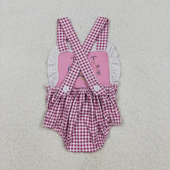 Sibling Baby Kids Embroidery Fishing Top Checked Shorts Hunting Clothes Set Strap Rompers