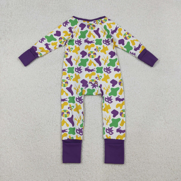 Sibling Baby Kids Mardigras Bows Camo Donuts Two Way Zip Convertible Rompers