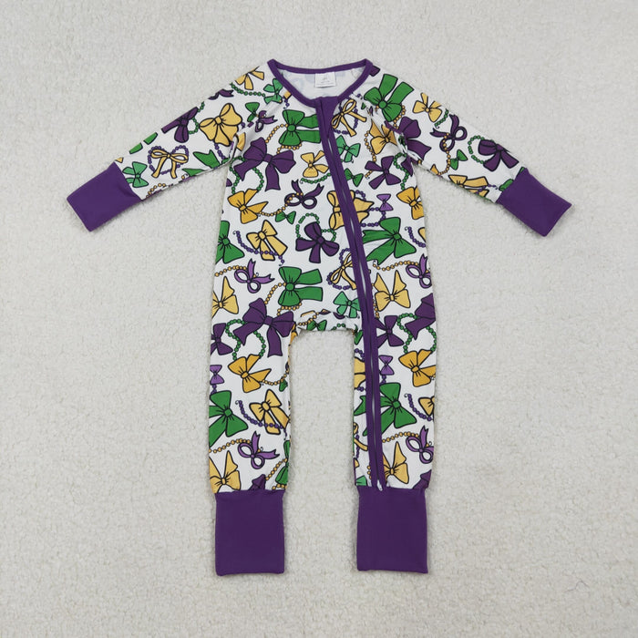 Sibling Baby Kids Mardigras Bows Camo Donuts Two Way Zip Convertible Rompers