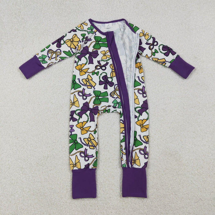 Sibling Baby Kids Mardigras Bows Camo Donuts Two Way Zip Convertible Rompers