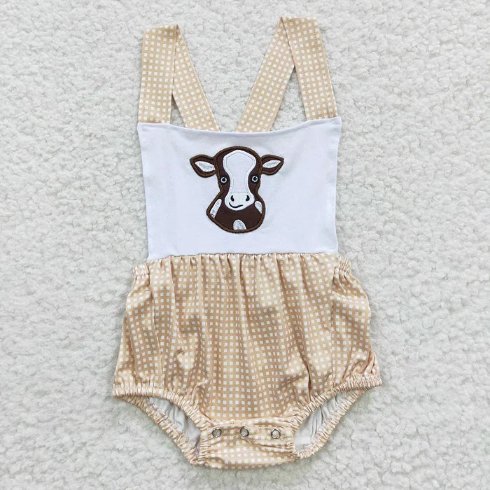 Sibling Boys Baby Girls Western Sunflower Cow Outfits Suits