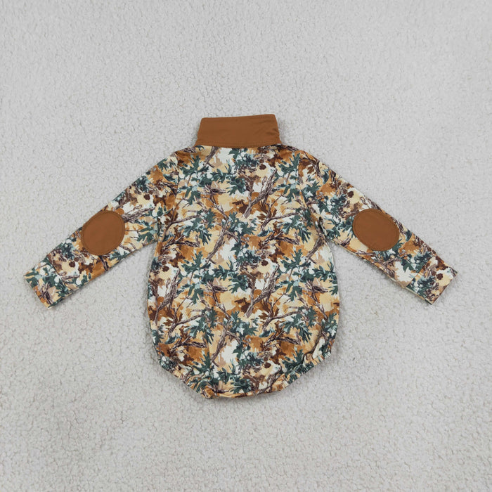 Sibling  Boys Fall leaf Camo Pullover Top with Joger Set and Baby Romper