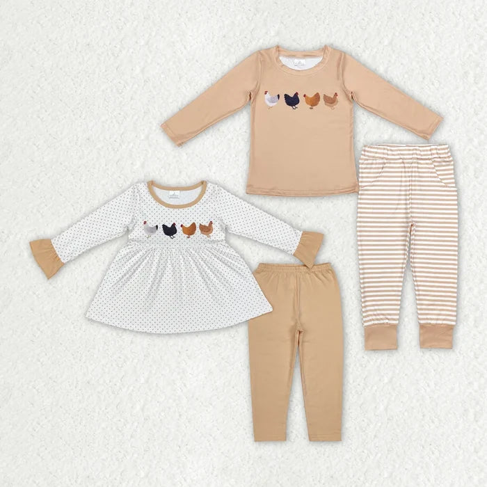 Sibling Girls Boys Chciken Farm Outfit