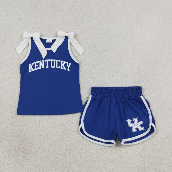 Sibling Kids Girls Bows Sleeveless Tank Top Shorts Vinyl Sport Team Outfit