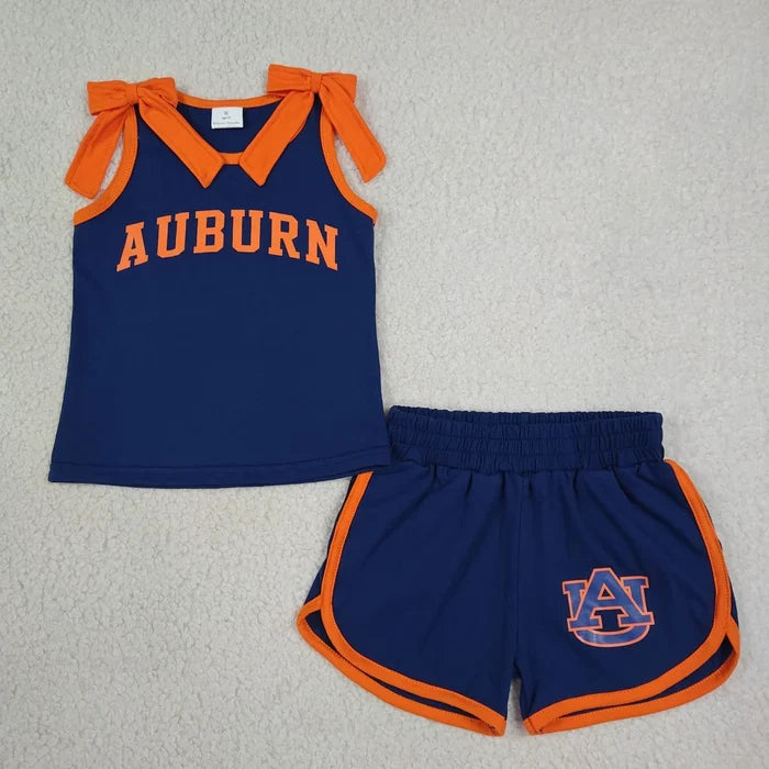 Sibling Kids Girls Bows Sleeveless Tank Top Shorts Vinyl Sport Team Outfit