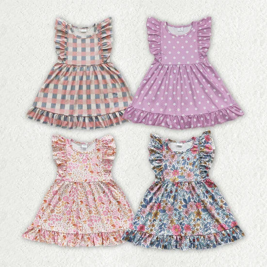 Sibling Sister Baby Girls Ruffles Summer Knee Length Dresses
