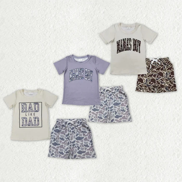 Sibling Southern Camo Mama's Boys Rad Like Dad Top Pockets Shorts Outfit