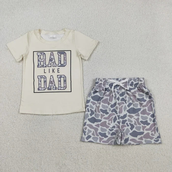 Sibling Southern Camo Mama's Boys Rad Like Dad Top Pockets Shorts Outfit