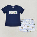Sibling Toddler Boys Embroidery  Mallard Duck Shorts Set+Bubble Romper