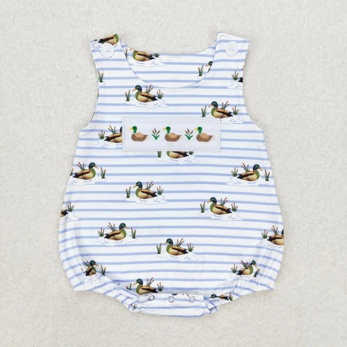 Sibling Toddler Boys Embroidery  Mallard Duck Shorts Set+Bubble Romper
