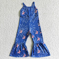 SR0055 Fireworks Stars Print Baby Girls 4th of July Strap Jumpsuits