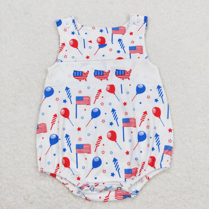 SR1105 Flag Stars Baby Boys 4th of July Sleeveless Romper