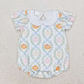 SR1827 Pumpkin Bows Baby Girls Fall Doll Collar Romper