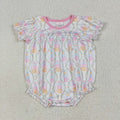 SR3151 Pumpkin Flowers Bows Print Baby Girls Fall Romper