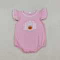 SR3196 Ghost Pumpkin Embroidery Pink Baby Girls Halloween Romper