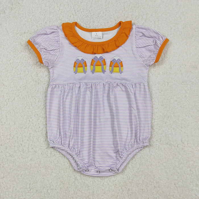 SR3202 Candy Embroidery Stripes Baby Girls Halloween Romper