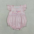 SR3825 Cherry Bows I'm Just a Girl Pink Print Baby Girls Flutter Sleeve Ruffles Summer Romper