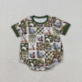 SR3837 Baby Boys Mallard Duck Hunging Deer Short Sleeve Bubble Romper
