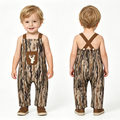 SR4048 Deer Embroidery Pocket Camo Print Baby Boys Summer Strap Romper
