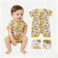 SR4183 Construction Trucks Yellow Print Baby Boys Summer Zipper Romper