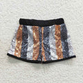 SS0117 Gold Black Stripes Baby Girls Sequins Mardi Gras Shorts