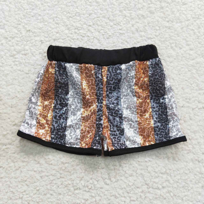 SS0117 Gold Black Stripes Baby Girls Sequins Mardi Gras Shorts