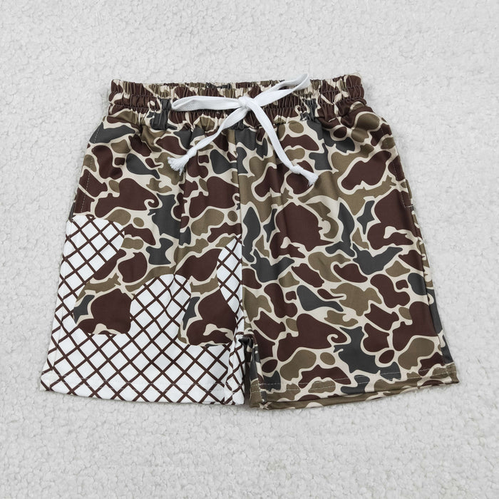 SS0650 Dark Brown Print Boys Summer Bottom Shorts