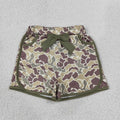 SS0690 Brown Camo Print Baby Girls Pockets Bottom Shorts With Bow
