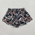 SS0773 Dark Brown Camo Print Girls Bottom Summer Yoga Flutter Shorts