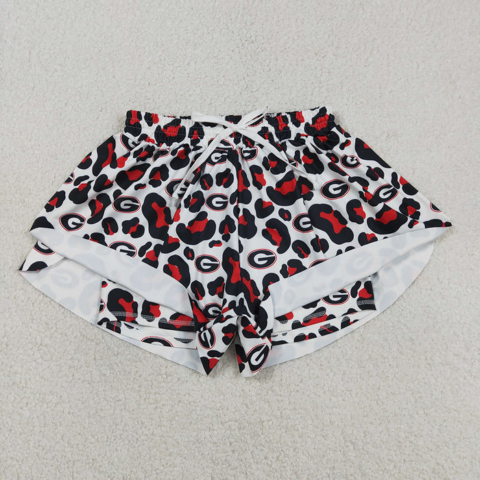 SS0804 Teams Georgia Leopard Print Woman Summer Bottom Yoga Flutter Shorts