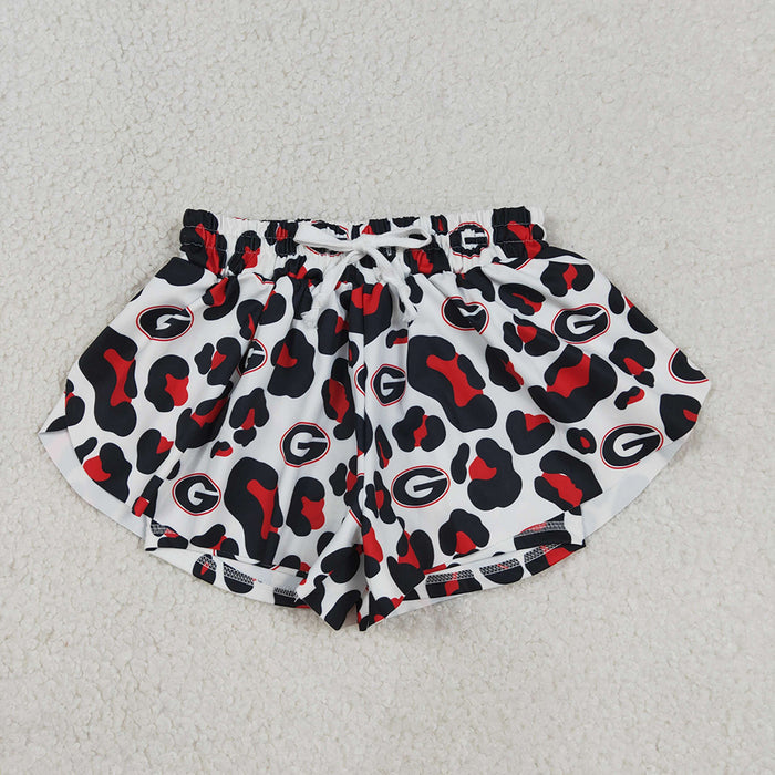 SS0814 Teams Georgia Leopard Print Girls Bottom Summer Yoga Flutter Shorts