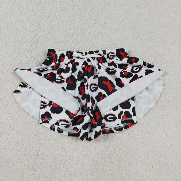 SS0814 Teams Georgia Leopard Print Girls Bottom Summer Yoga Flutter Shorts