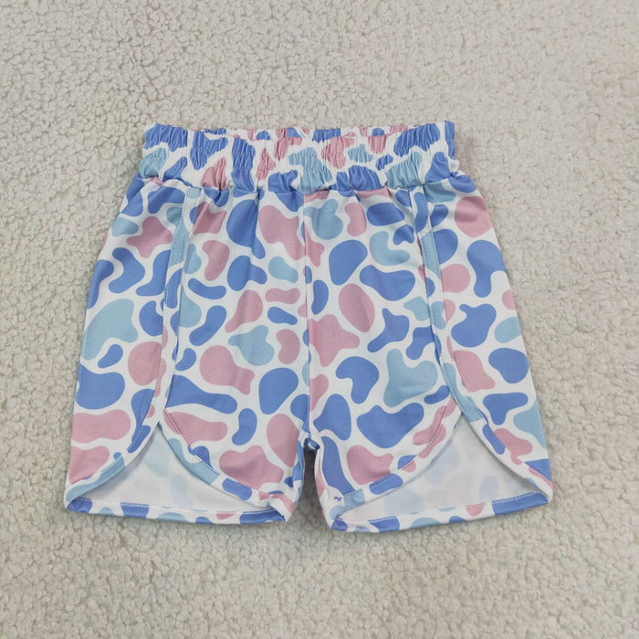 SS0856 Blue Pink Camo Print Girls Bottom Shorts