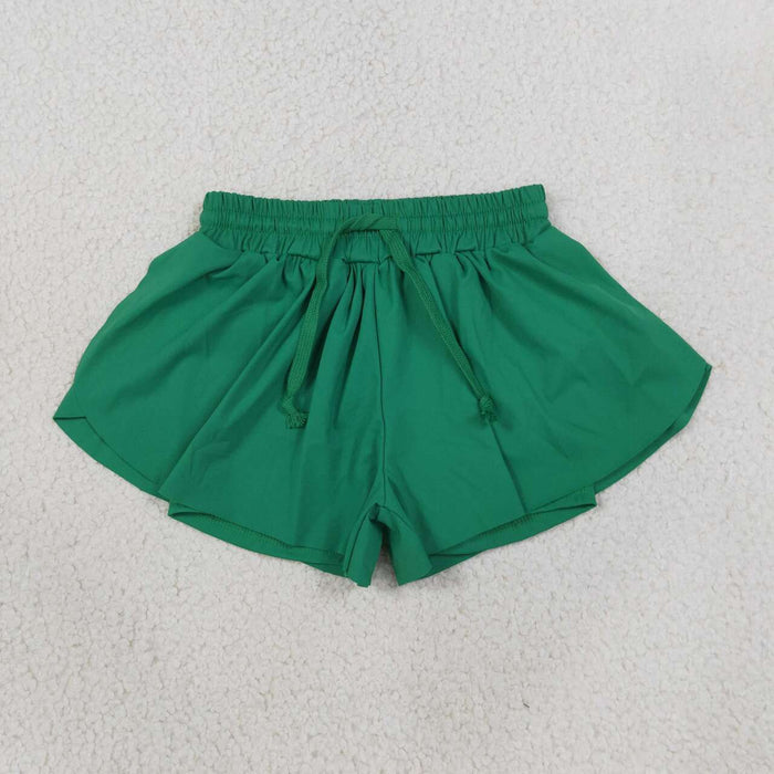 SS0938 Green Active Girls Summer Bottom Yoga Flutter Shorts