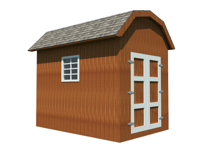 Storage Barn Style Shed Plans - DIY Backyard Utility House Building Plan - Gambrel Roof 8'x12'