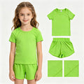 Toddler Girl Gren 2 Piece Outfit,  Top & Running Shorts Set for Kids