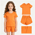 Toddler Girl Orange 2 Piece Outfit,  Top & Running Shorts Set for Kids